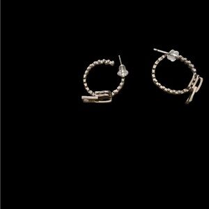 Silver Tone Zipper Hoop Earrings